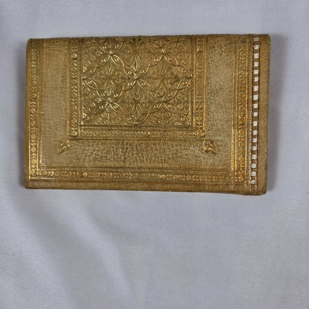 Vtg Florentine Tan Leather Gold Embossed Wallet